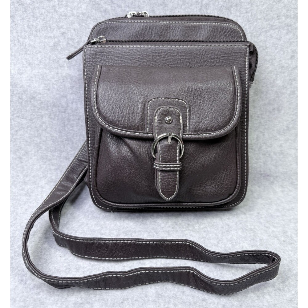 Medium Brown Cross Body Purse with Adjustable Strap Multi Compartments